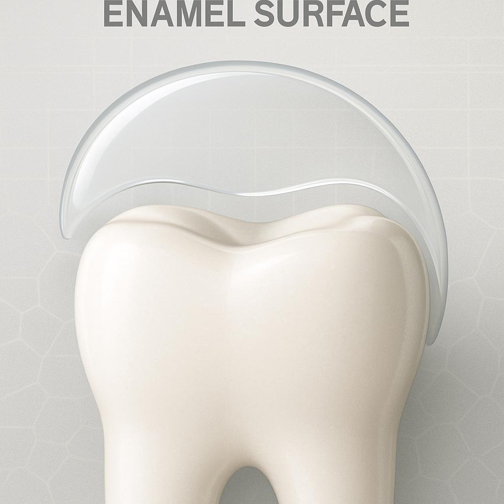English alt text: Tooth enamel surface.